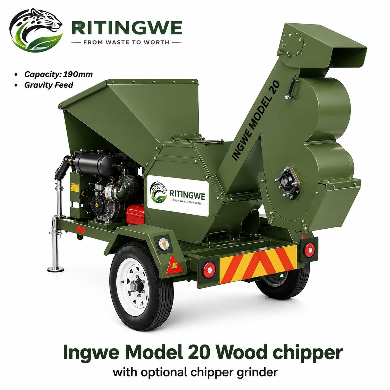 225 Trailer-Mounted Wood Chipper & Grinder | Mobile Commercial Wood Chipper South Africa
