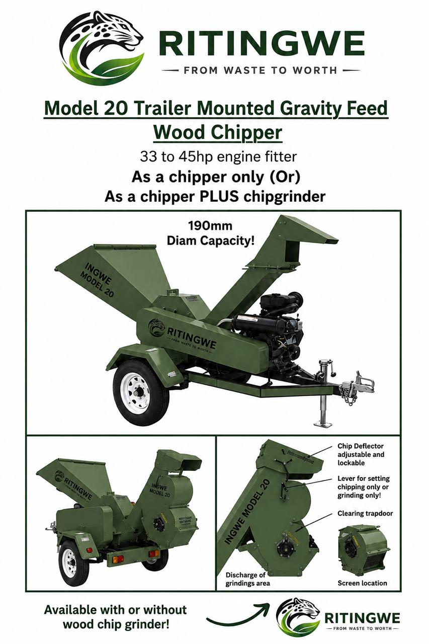 225 Trailer-Mounted Wood Chipper & Grinder | Mobile Commercial Wood Chipper South Africa thumbnail 2
