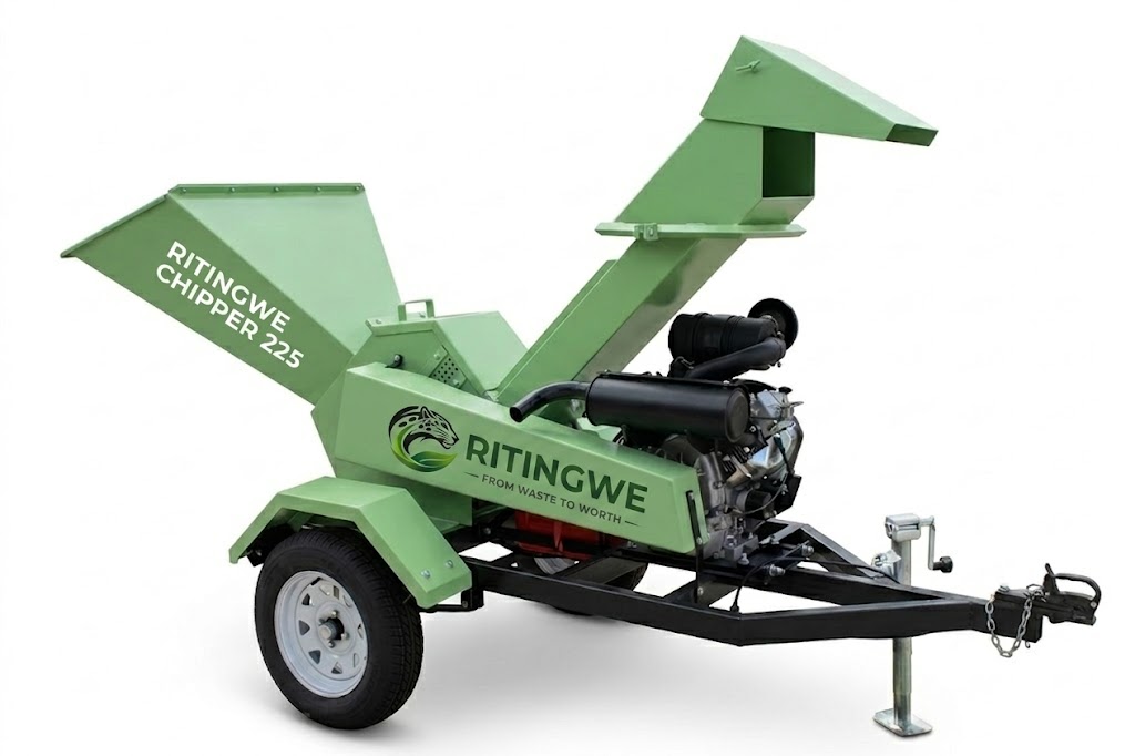 225 Trailer-Mounted Wood Chipper | Mobile Commercial Wood Chipper South Africa