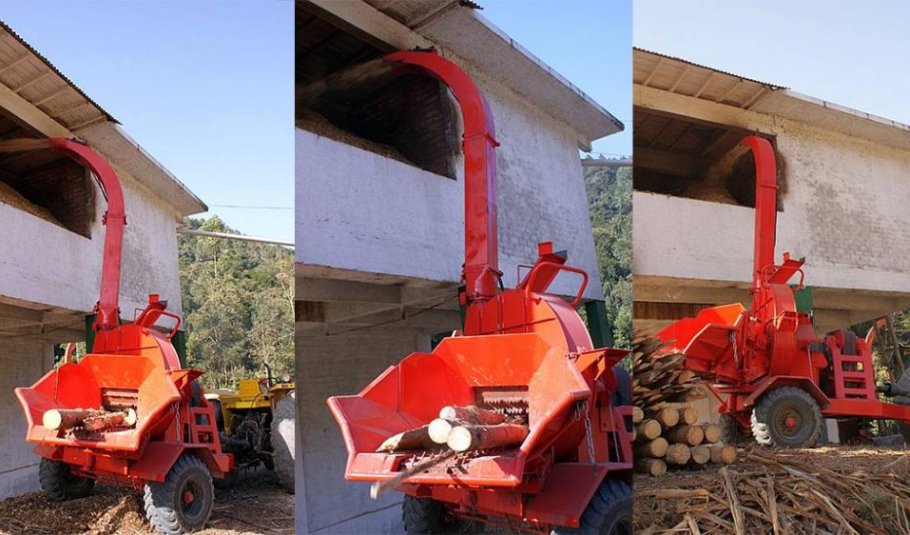 Tailer mounted 420 chipper with live floor