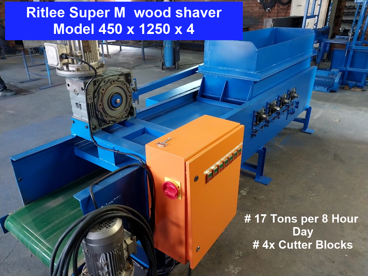 High-Capacity Wood Shaver – Approx. 17 Tons per 8-Hour Day